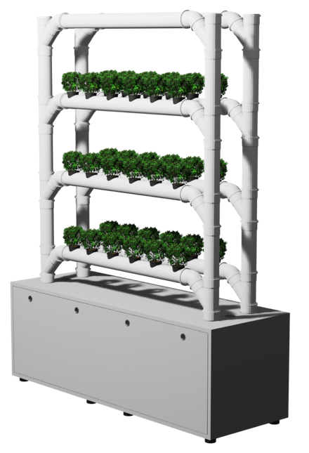 VE.PLANT 3D model - Vertical planting system with base cabinet and 4 levels that can be planted