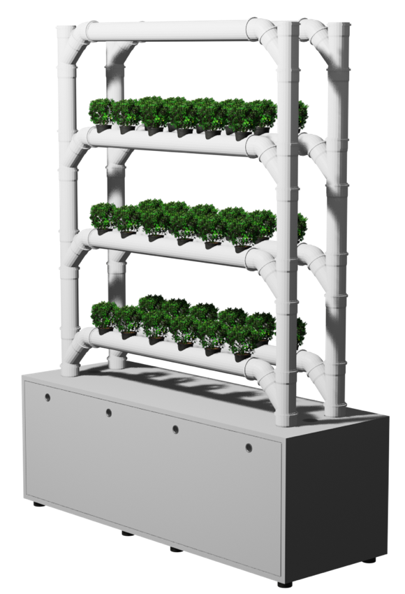 VE.PLANT 3D model - Vertical planting system with base cabinet and 4 levels that can be planted